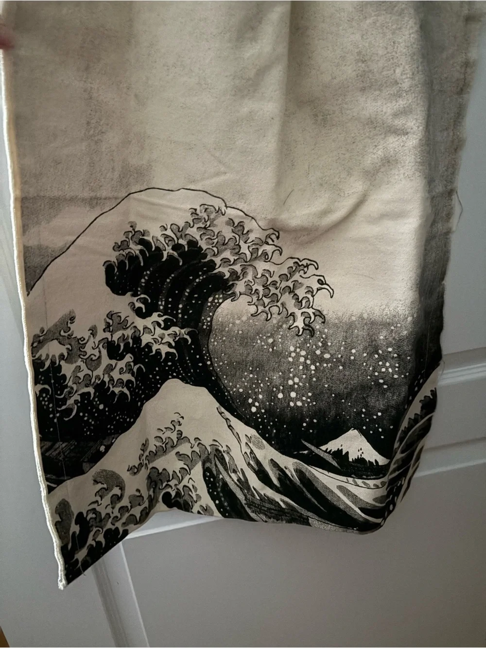 Large Canvas Tote Bag with Black Wave Print - excellent condition never used